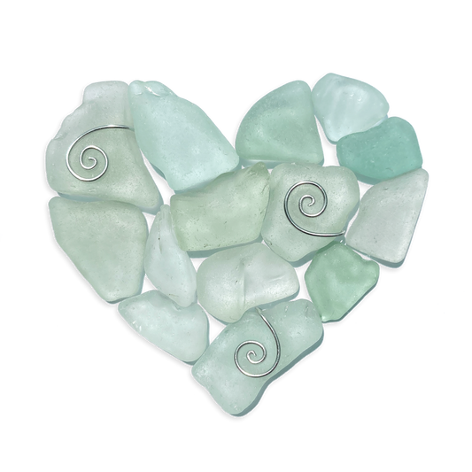 Green Sea Glass Heart - Framed Scottish Beach Art