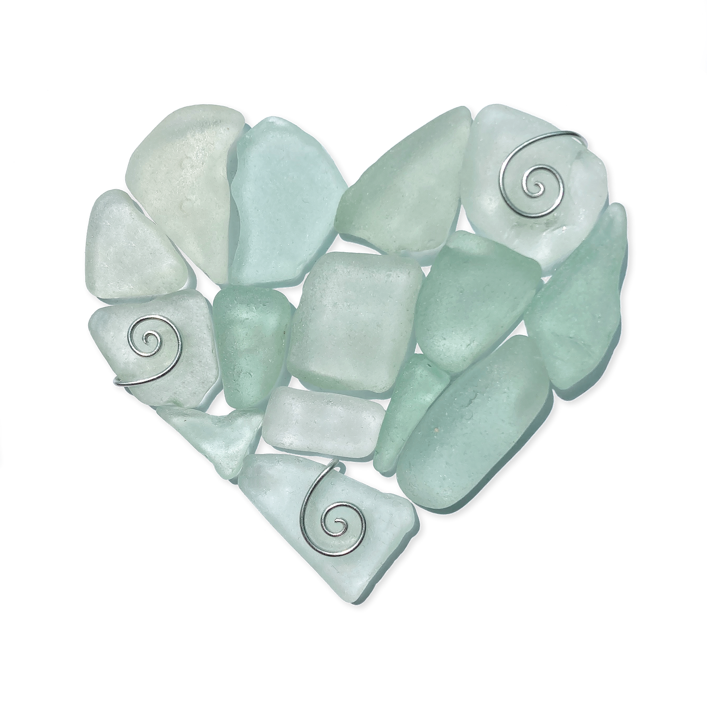 Framed Sea Glass Heart - Green Scottish Beach Glass Coastal Wall Art
