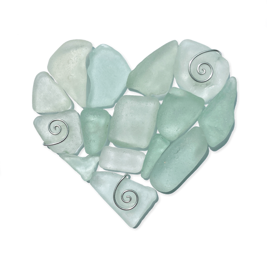 Green Sea Glass Heart - Framed Scottish Beach Art