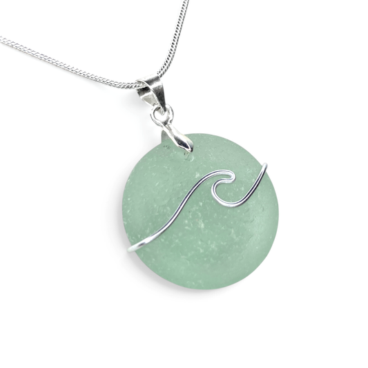 Sea Glass Necklace - Rare Bottle Stopper Pendant - Scottish Jewellery