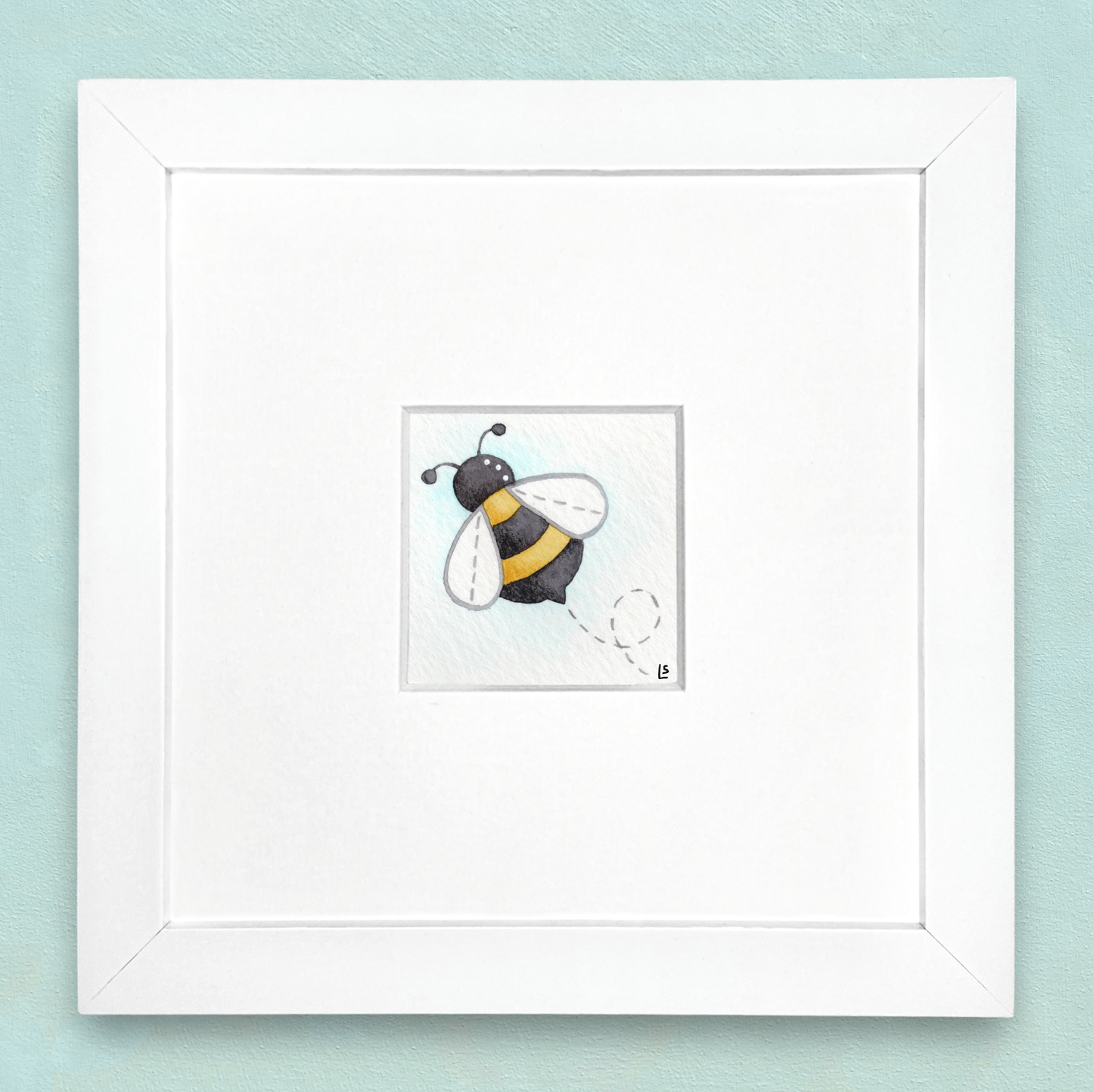 Original Watercolour Painting - Tiny Bee - Framed, Mounted and Signed