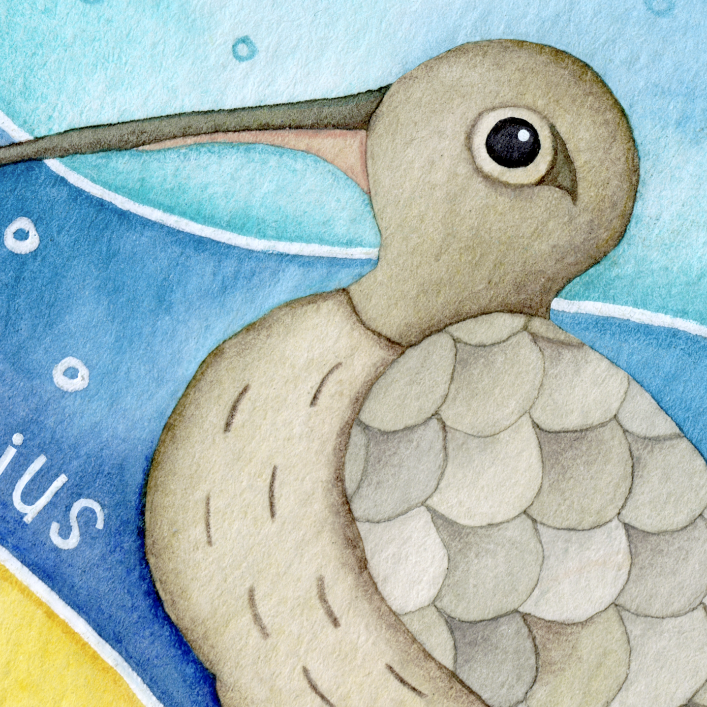 Greetings Card - Curlew - Seaside Watercolour Painting