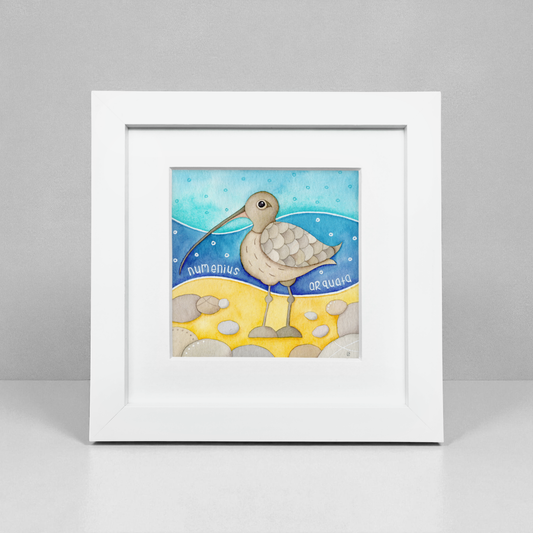 Curlew Framed Print - Seaside Watercolour Painting