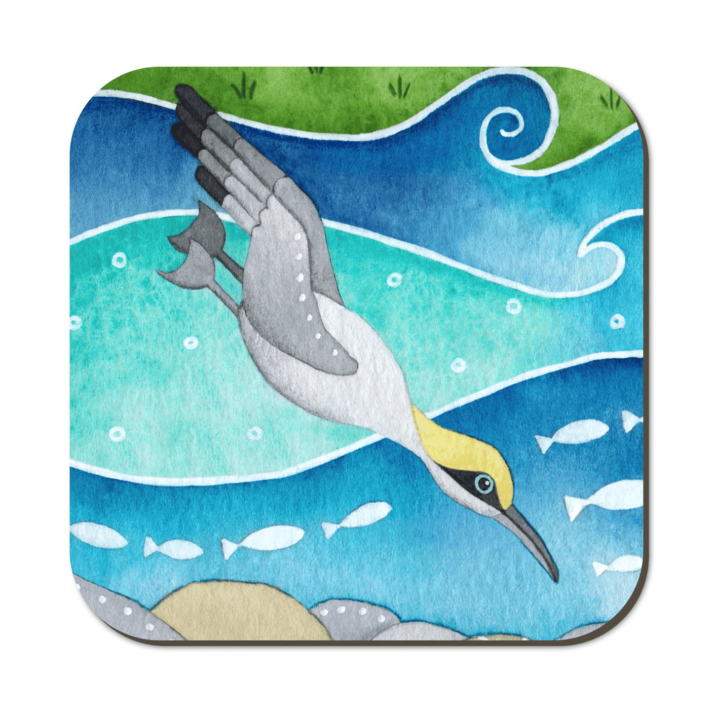 Diving Gannet Coaster - Cute Seaside Animals - East Neuk Beach Crafts