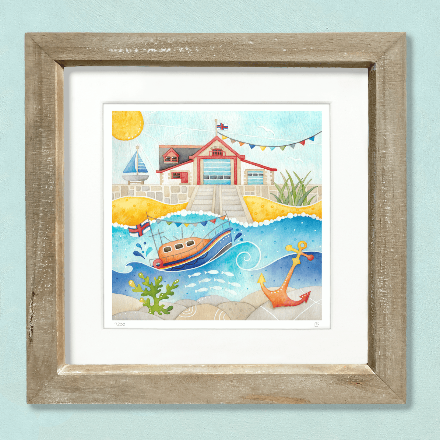 Framed Seaside Print - RNLI Lifeboat at Anstruther - East Neuk of Fife Watercolour Painting - East Neuk Beach Crafts