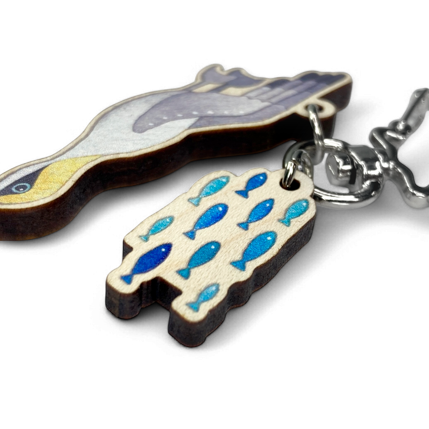 Diving Gannet Keyring - Wooden Seaside Key Chain