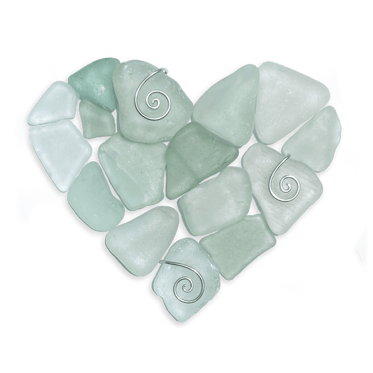 Green Sea Glass Heart - Framed Scottish Beach Art