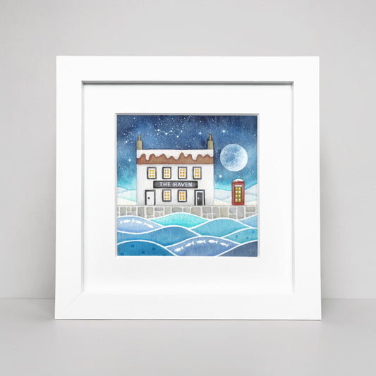 The Haven Framed Print - Moonlit Snow Scene at Cellardyke (Small)