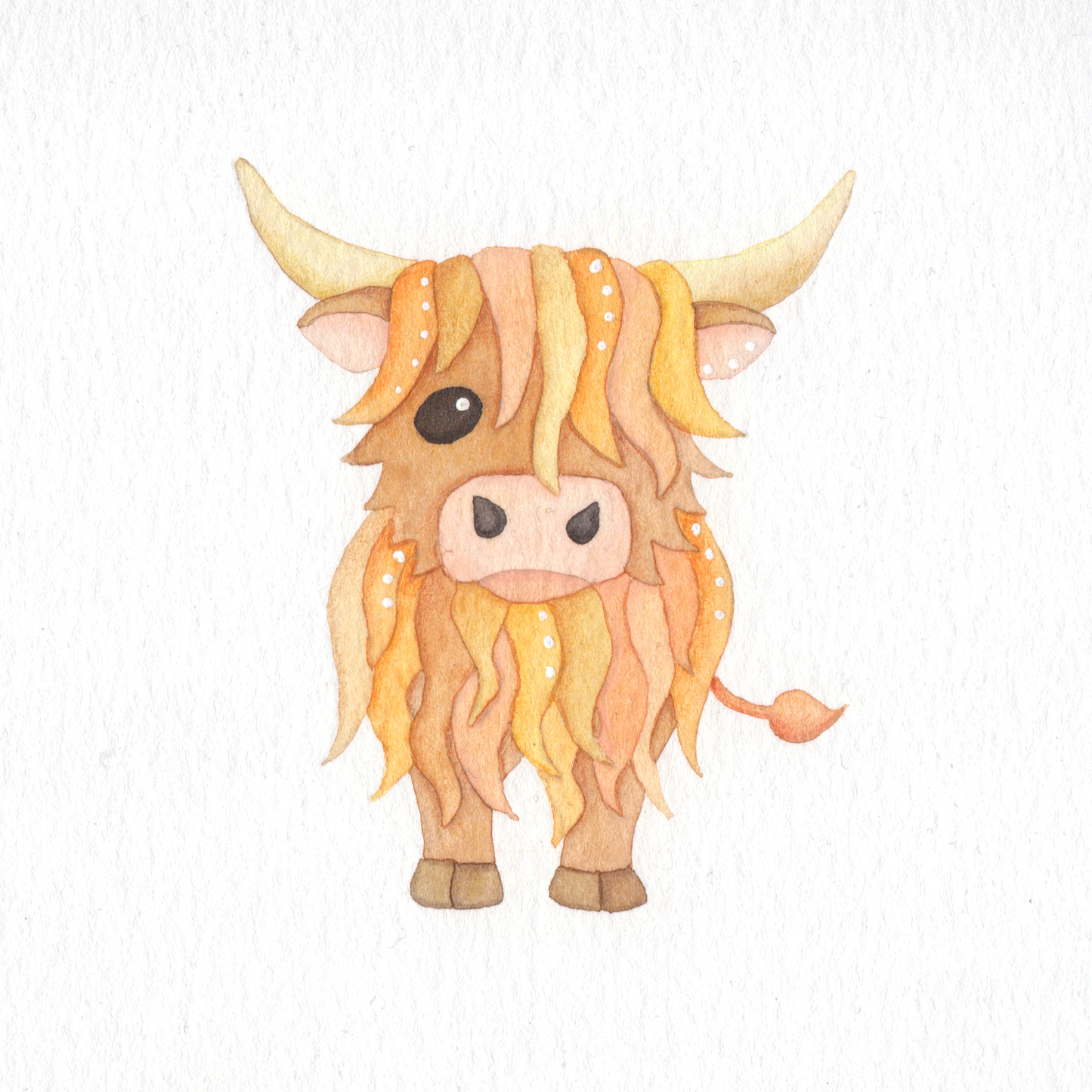 Original Watercolour Painting - Hairy Highland Coo - Framed, Mounted and Signed
