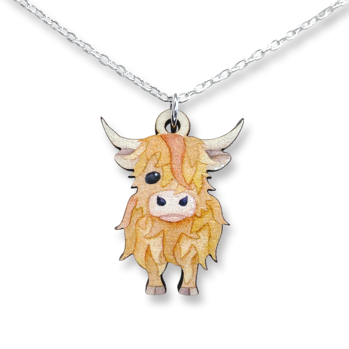 Highland Cow - Wooden Necklace - Maple Wood Seaside Pendant