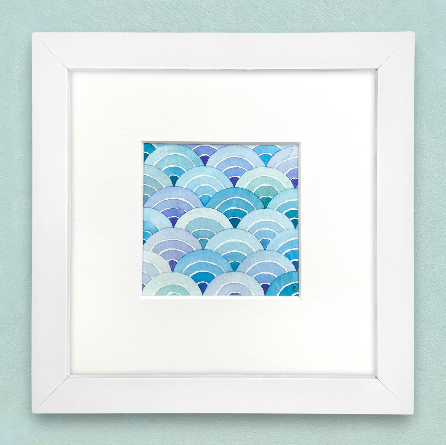 Original Watercolour Painting - Japanese Style Waves - Framed, Mounted and Signed