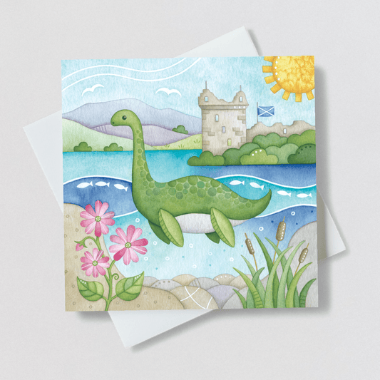 Nessie Greetings Card - Loch Ness Monster Watercolour - East Neuk Beach Crafts