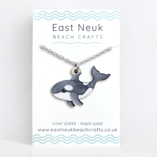 Orca Necklace - Killer Whale Wooden Pendant - East Neuk Beach Crafts
