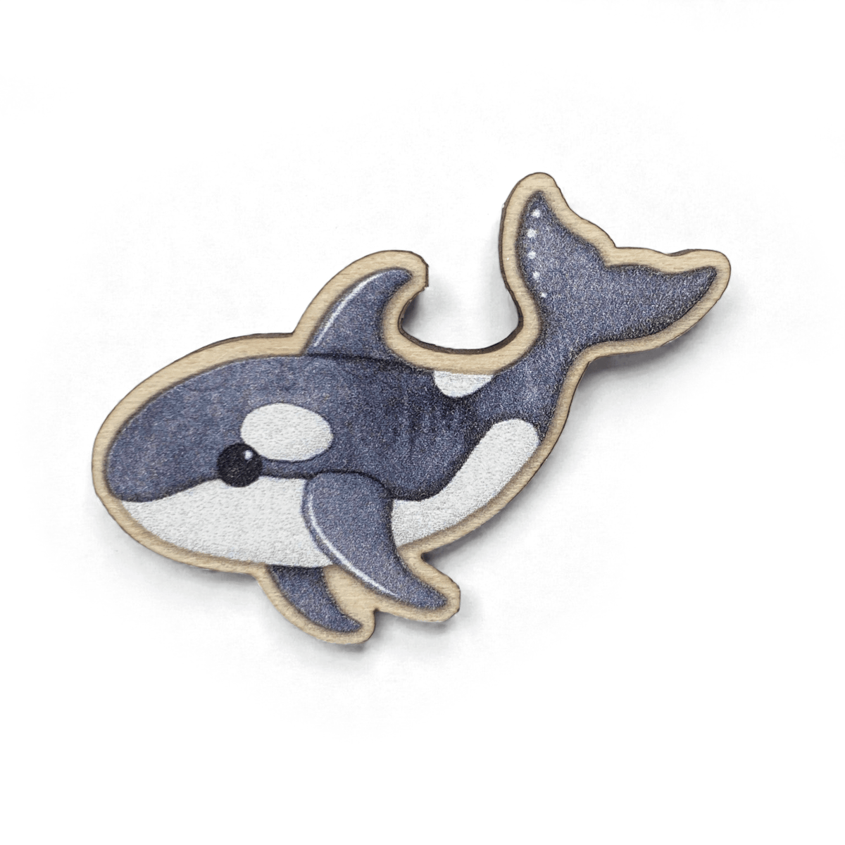 Orca Pin Badge - Killer Whale - Seaside Wooden Brooch - East Neuk Beach Crafts