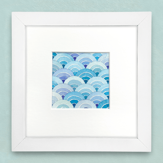 Original Watercolour Painting - Japanese Style Waves - Framed, Mounted and Signed - East Neuk Beach Crafts