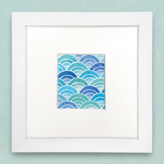 Original Watercolour Painting - Scalloped Waves - Framed, Mounted and Signed - East Neuk Beach Crafts