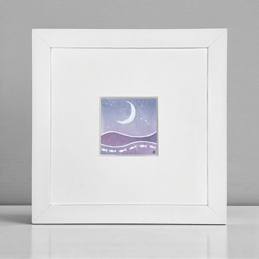 Original Watercolour Painting - Tiny Crescent Moon and Aries Constellation - East Neuk Beach Crafts