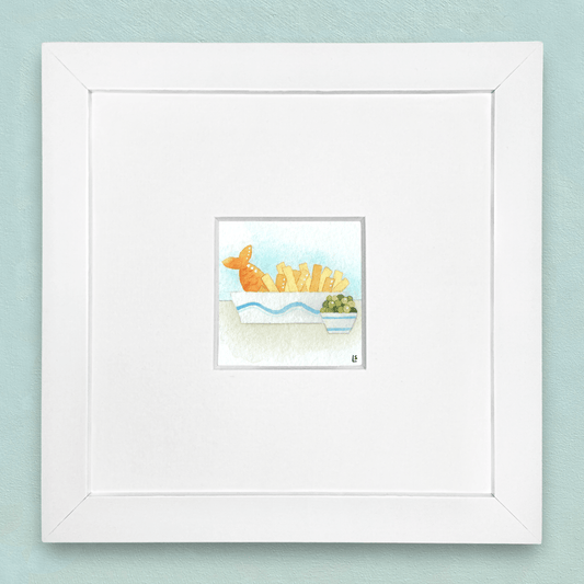Original Watercolour Painting - Tiny Fish and Chips - East Neuk Beach Crafts