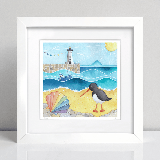 Oystercatcher Framed Print - Anstruther - Seaside Watercolour