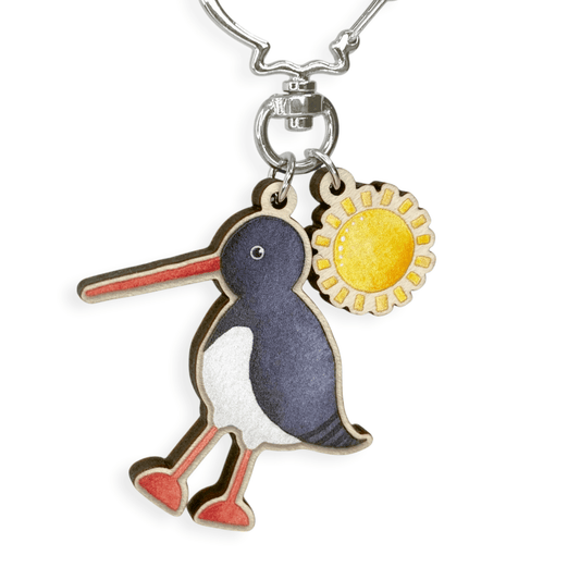 Oystercatcher Keyring - Wooden Seaside Key Chain