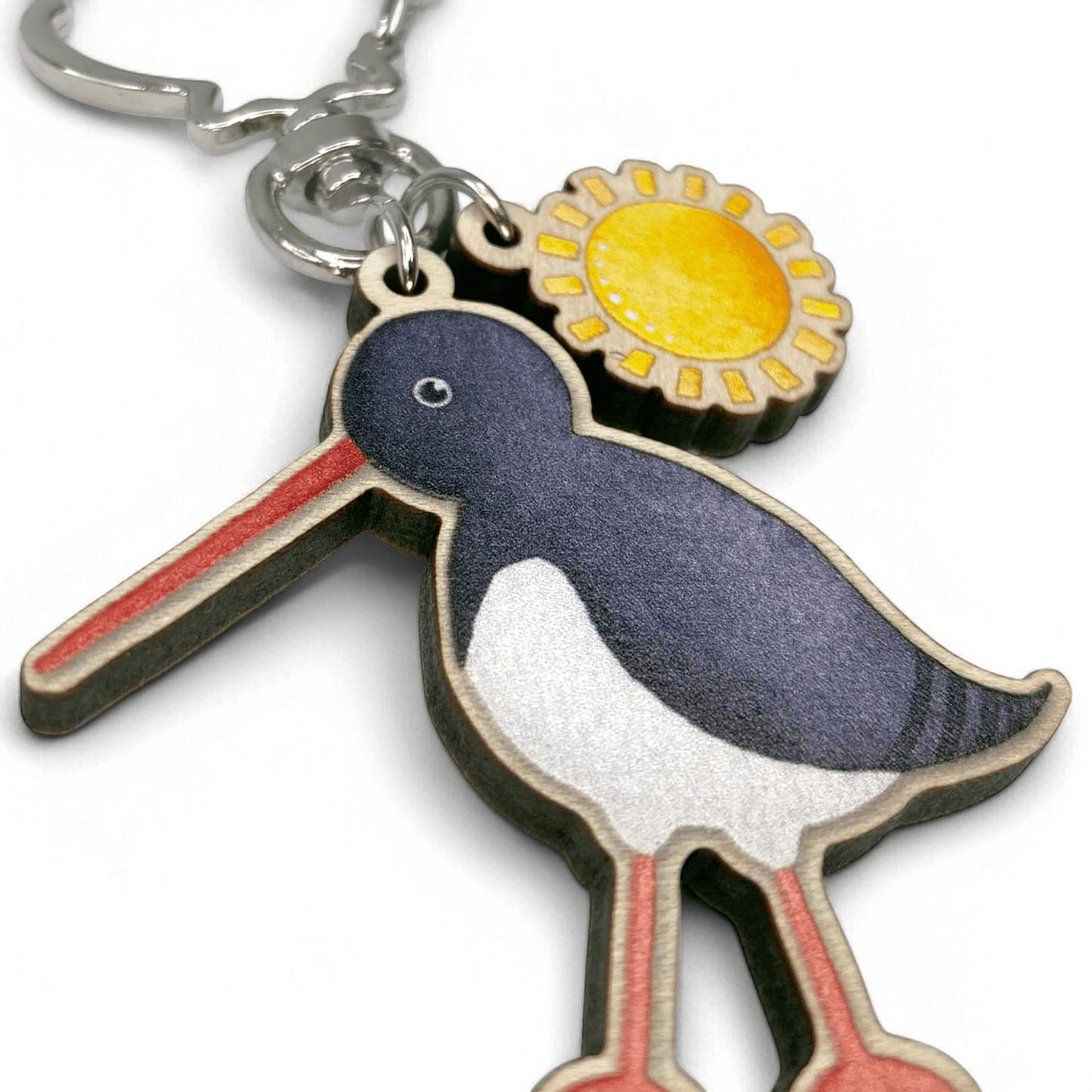 Oystercatcher Keyring - Wooden Seaside Key Chain