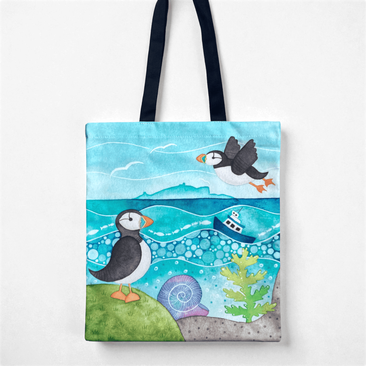 Puffin Shopping Bag - Isle of May - Seaside Tote Bag