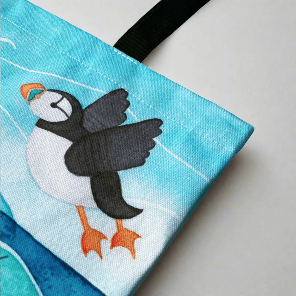 Puffin Shopping Bag - Seaside Tote Bag - Puffins and the Isle of May - East Neuk Beach Crafts