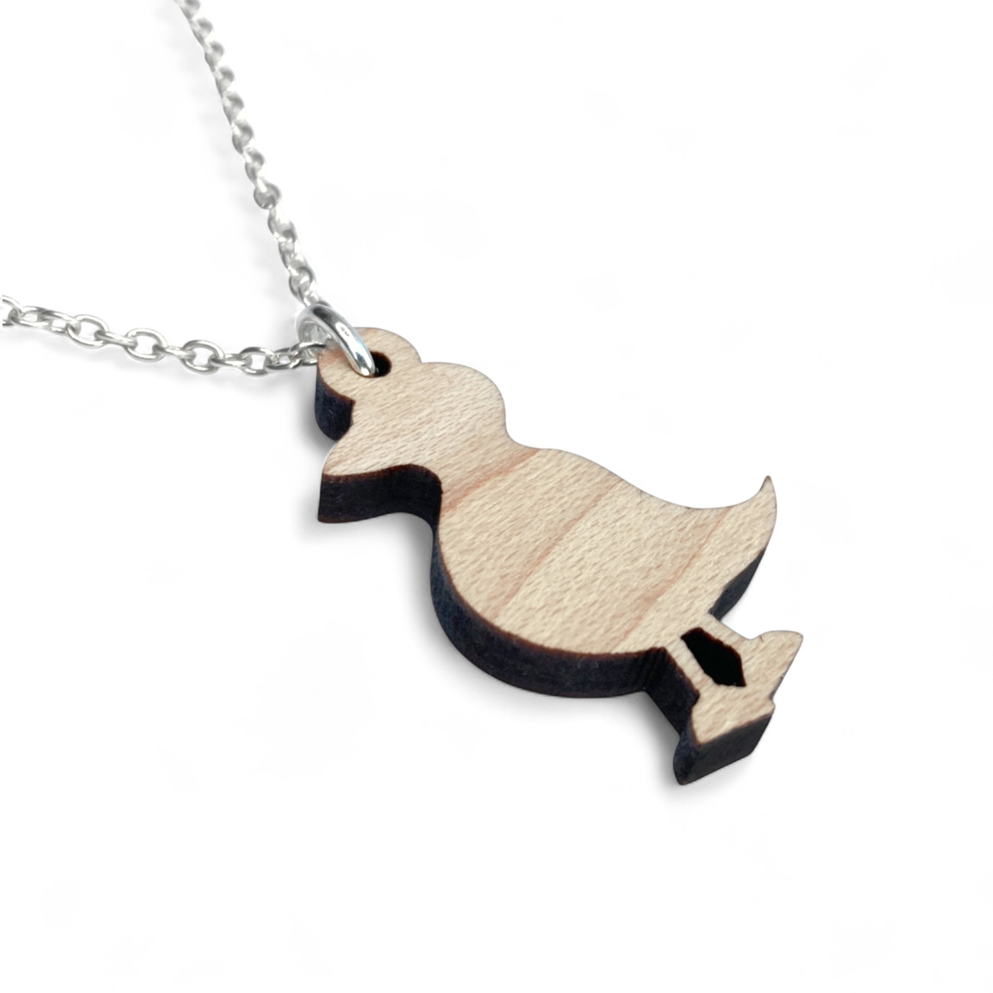 Puffin - Wooden Necklace - Maple Wood Seaside Pendant