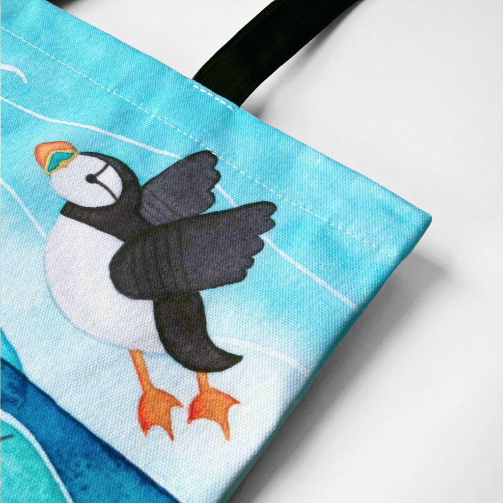 Puffin Shopping Bag - Isle of May - Seaside Tote Bag