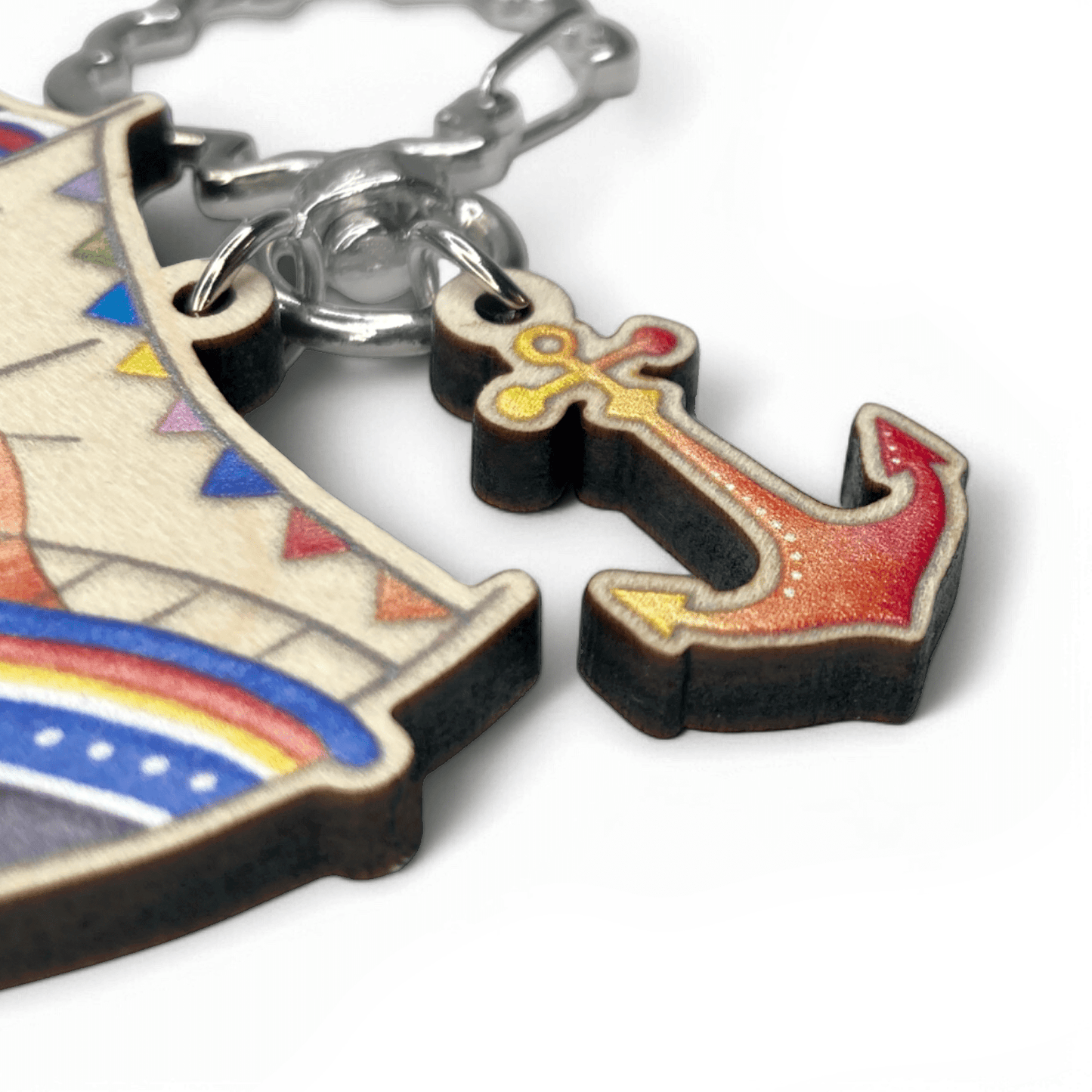 RNLI Lifeboat Keyring - Wooden Seaside Key Chain