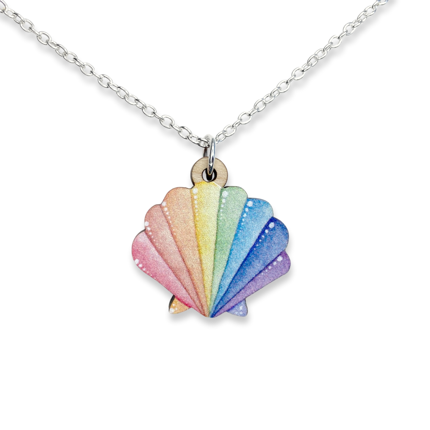 Scallop Shell - Wooden Necklace - Maple Wood Seaside Pendant