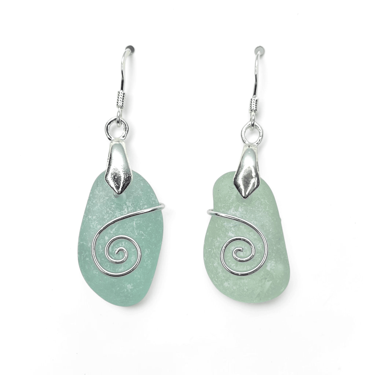 Sea Glass Earrings - Aqua Green Celtic Scottish Jewellery - East Neuk Beach Crafts