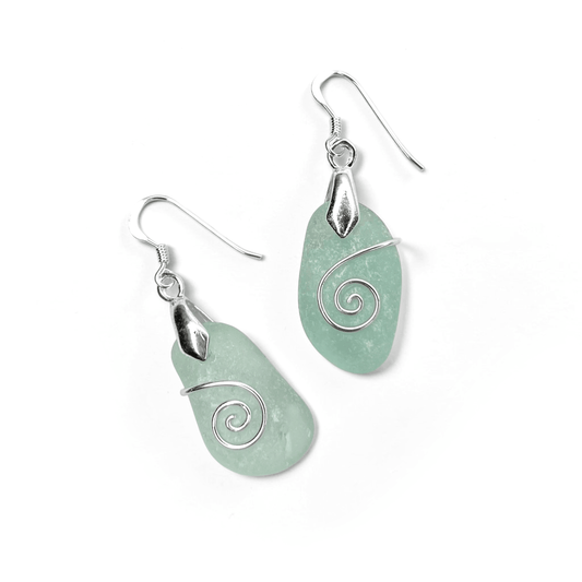 Sea Glass Earrings - Aqua Green Celtic Scottish Jewellery - East Neuk Beach Crafts