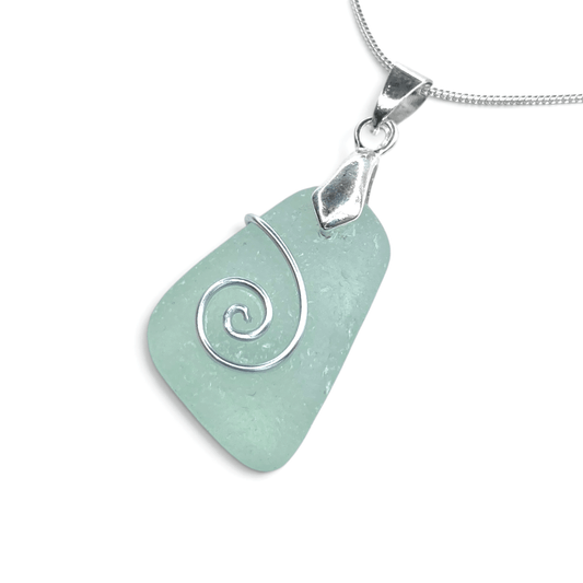 Sea Glass Necklace - Aqua Celtic Pendant - Scottish Jewellery - East Neuk Beach Crafts