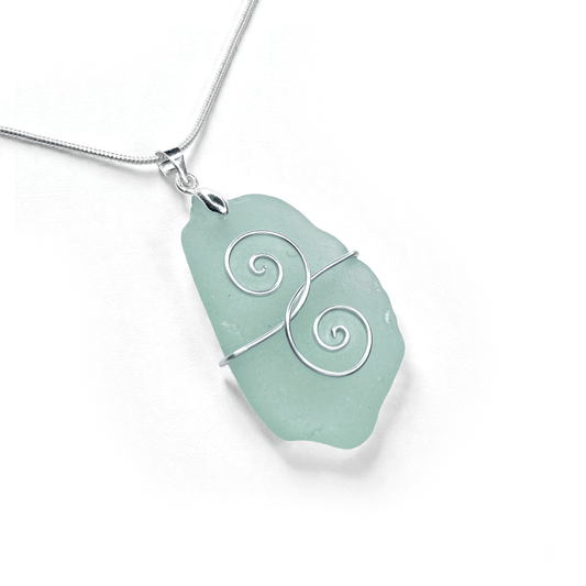 Sea Glass Necklace - Aqua Friendship Pendant - Scottish Jewellery - East Neuk Beach Crafts