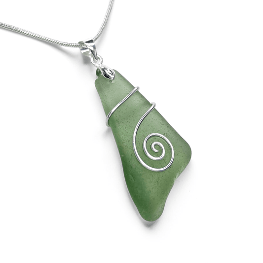 Sea Glass Necklace - Green Celtic Pendant - Scottish Jewellery - East Neuk Beach Crafts