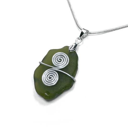 Sea Glass Necklace - Green Celtic Pendant - Scottish Jewellery - East Neuk Beach Crafts