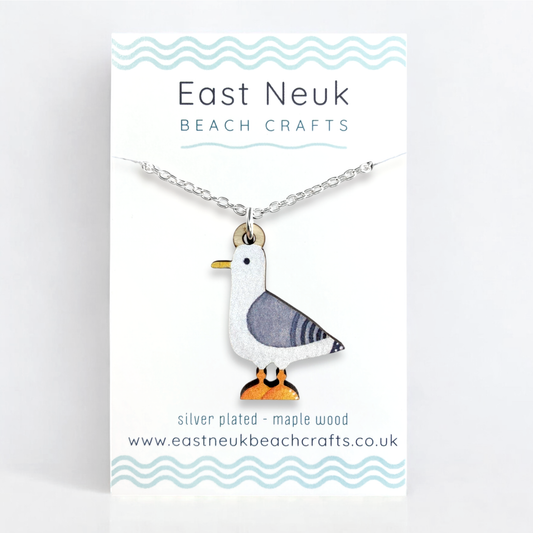 Seagull Necklace - Wooden Seaside Pendant