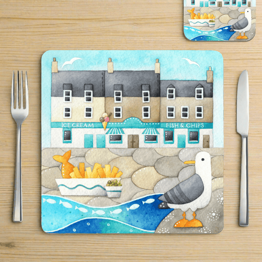 Seagull Placemat - Anstruther Chippy - Seaside Watercolours