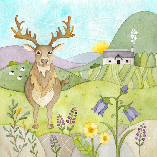 Stag Coaster - Scottish Highlands Watercolour
