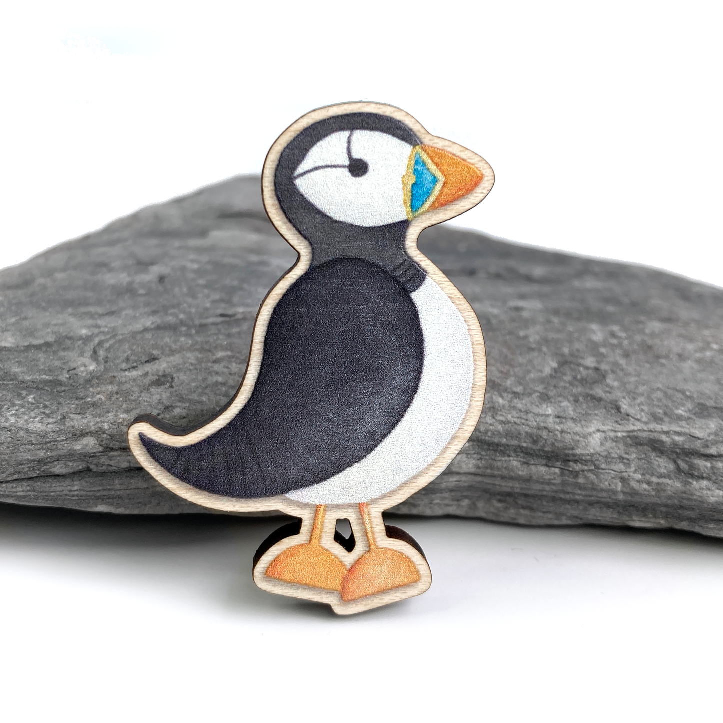 Wooden Puffin Fridge Magnet - Maple Wood