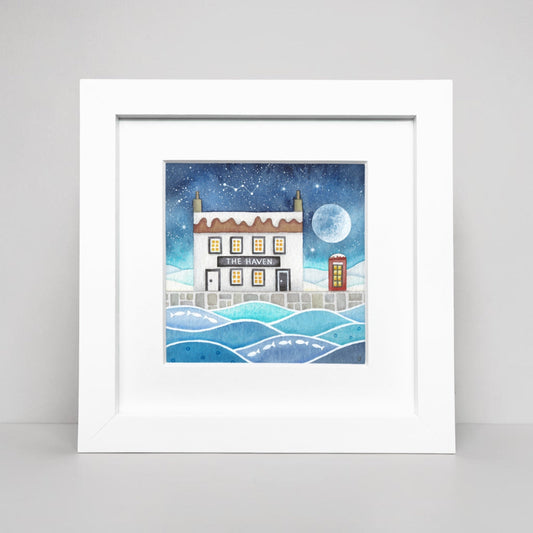 The Haven Framed Print - Moonlit Snow Scene at Cellardyke (Small) - East Neuk Beach Crafts