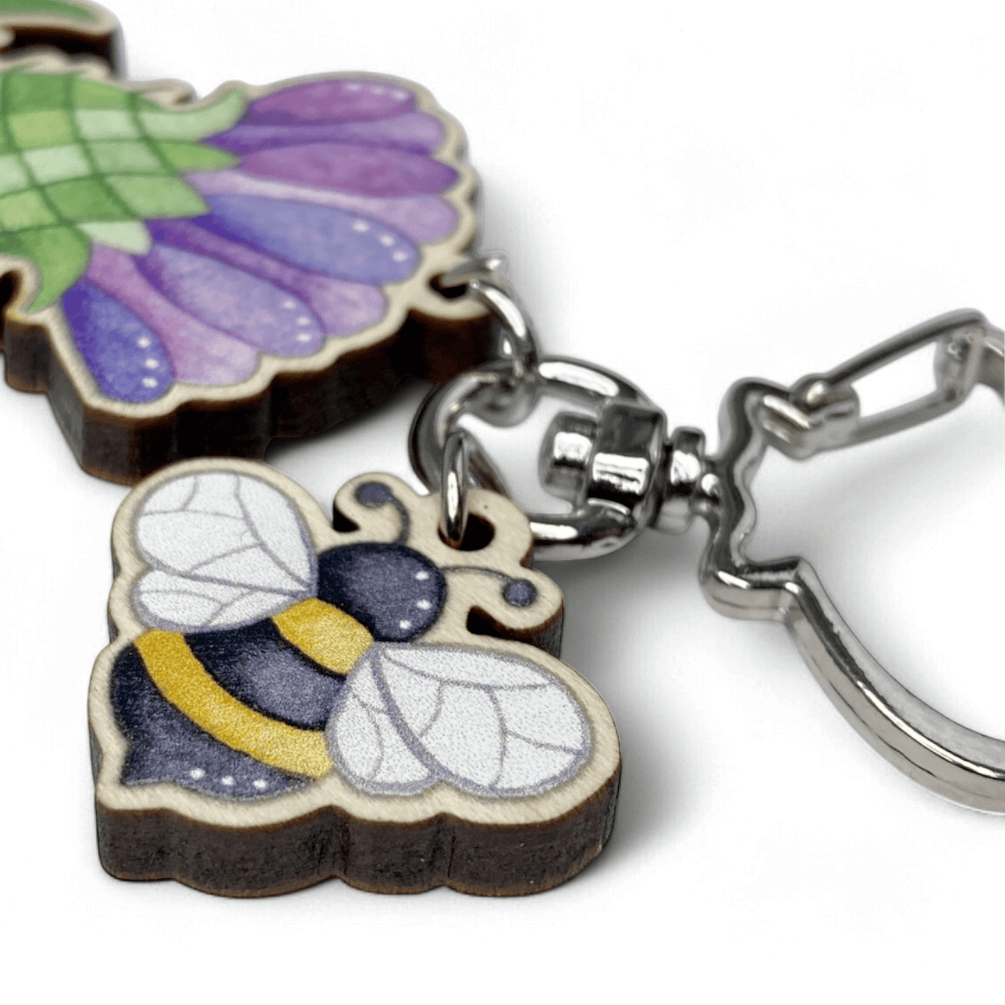 Thistle Keyring - Wooden Scottish Key Chain