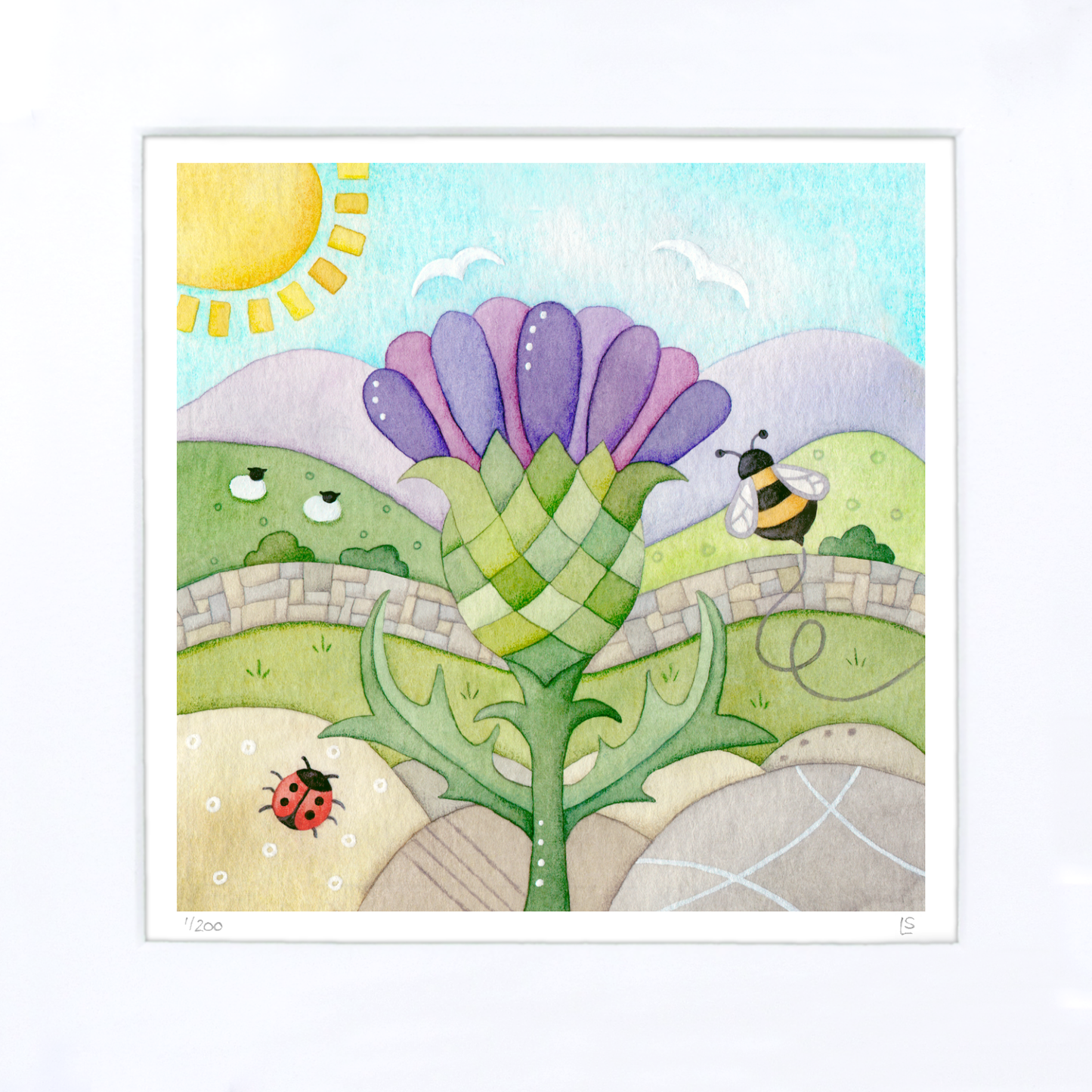 Framed Print - Highland Thistle - Scottish Watercolour Painting