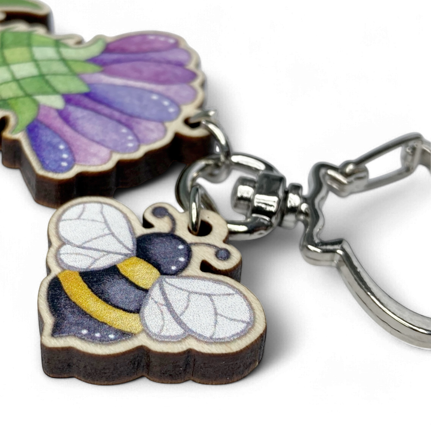 Thistle Keyring - Wooden Scottish Key Chain