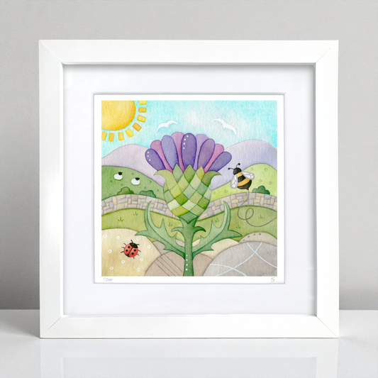 Thistle Framed Print - Scottish Highlands Watercolour