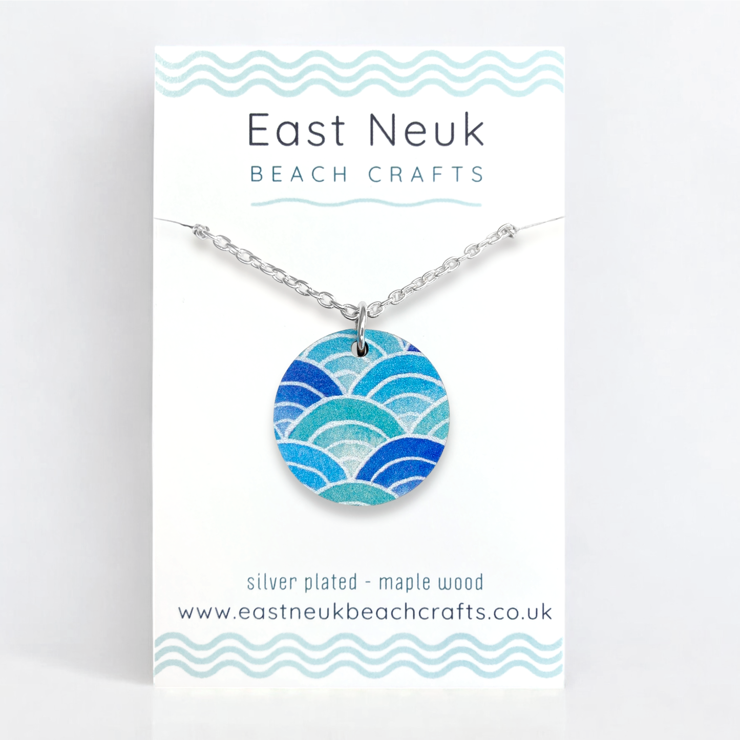 Wave Pattern - Wooden Necklace - Maple Wood Seaside Pendant