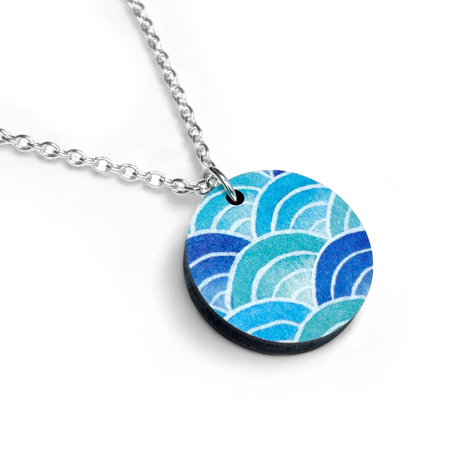 Wave Pattern - Wooden Necklace - Maple Wood Seaside Pendant