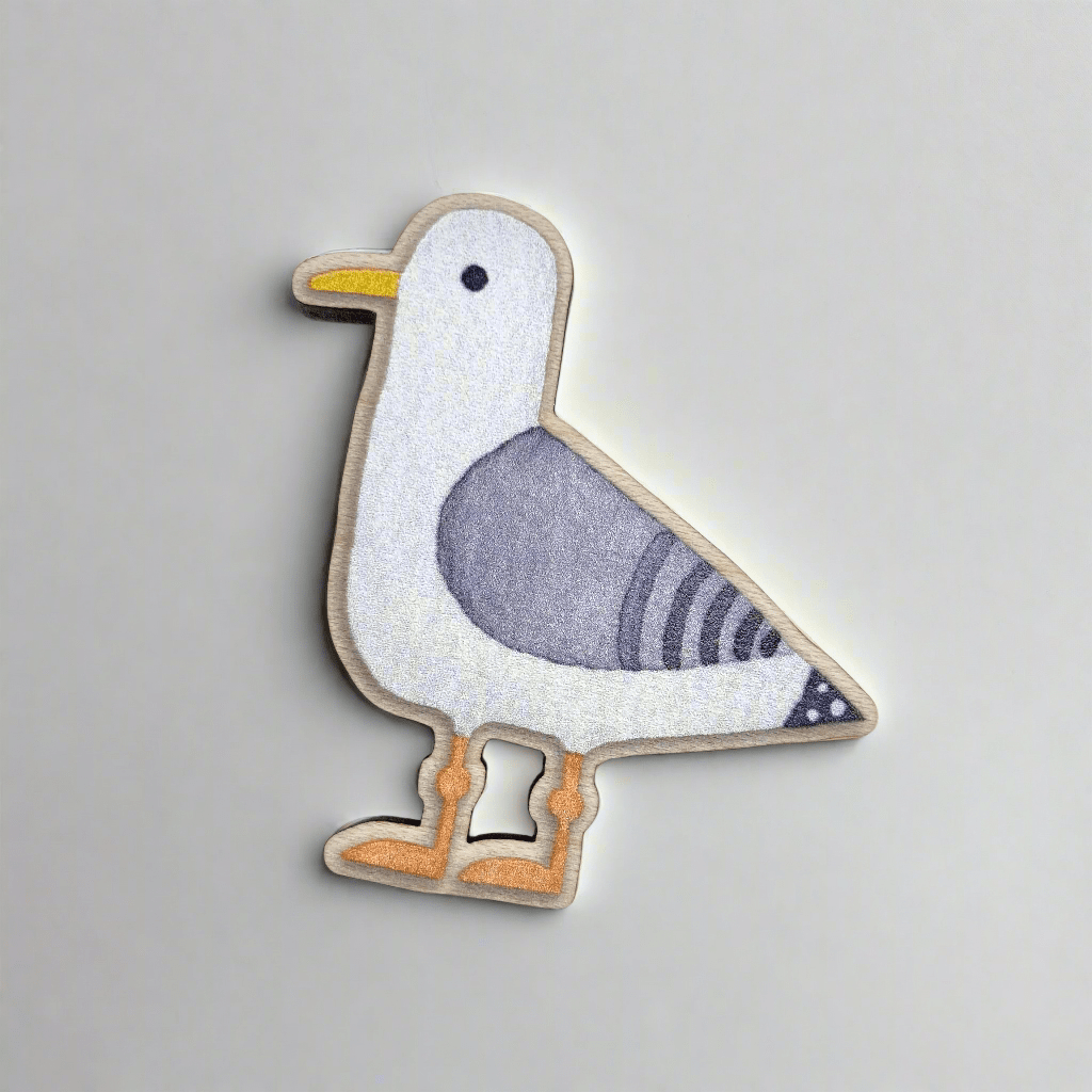 Wooden Seagull Fridge Magnet - Maple Wood - East Neuk Beach Crafts