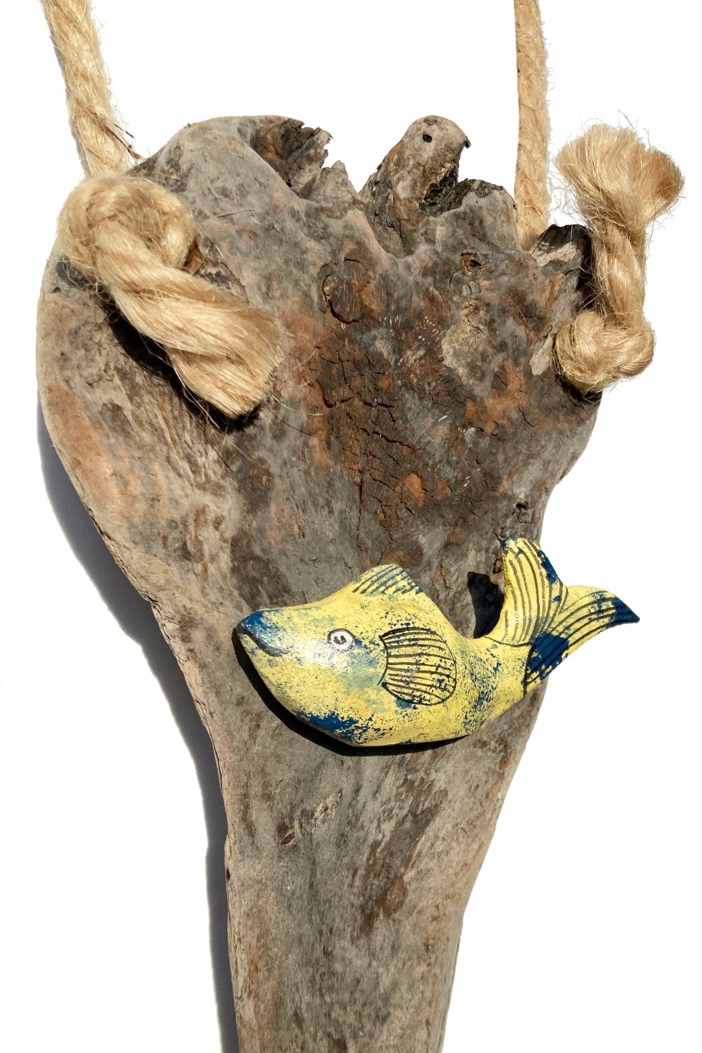 Fish, Driftwood & Rope Wall Hanging - New Zealand Driftwood - East Neuk Beach Crafts